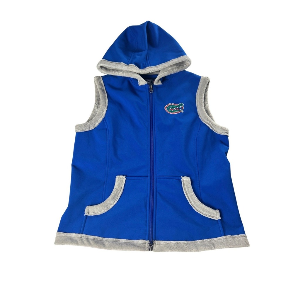 G-III Sports Florida‎ Gators Hooded Vest Blue Full Zip Fleece Lined Womens M